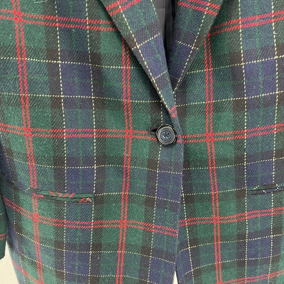Radcliffe wool blend velvet collar 12 plaid blazer vintage metallic office - Picture 3 of 7